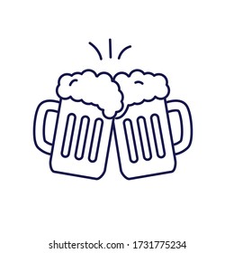 Dos pinzas pegan la ilustración vectorial en diseño de línea simple aislado en fondo blanco. Cerveza