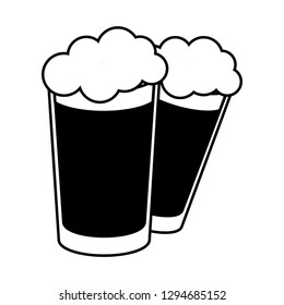 two beer glasses beverages on white background vector illustration