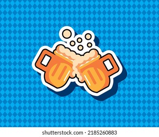 Two beer glasses cheers modern sticker illustration