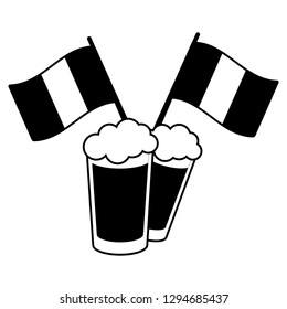 two beer glasses flags on white background vector illustration