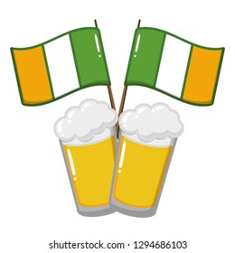 two beer glasses flags on white background vector illustration
