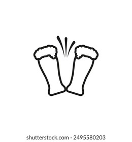 Two beer glasses icon. Clink, cheers and toasting. Vector illustration on white background.	