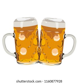 Two beer glasses on the white background. Eps 10 vector file.