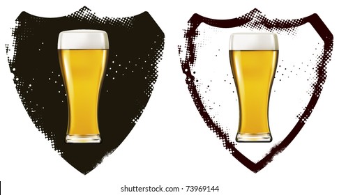 two beer grunge shield