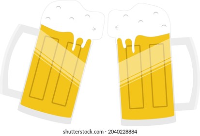 Two beer jugs, illustration, vector on white background.
