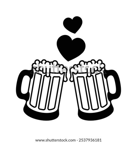 Two beer mugs clinking in celebration of love and good times