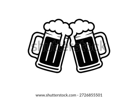 Two Beer Mugs Clinking With Foam On White Background