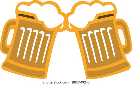 
two beer mugs with foam