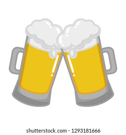 two beer mugs foam celebration