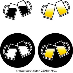 Two beer mugs - image, icon, symbol. Illustration for website, greeting card. Isolated.