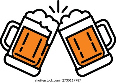 Duas canecas de cerveja toasting ícone ilustração gráfica vetor
