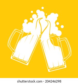 Two beer stein toast concept. Easy editable layered vector illustration.