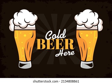 two beers glasses and lettering