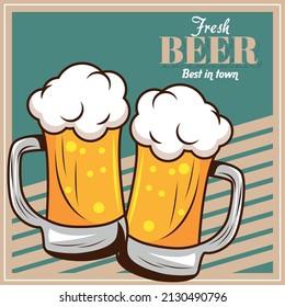 dos tazas de cerveza y letras