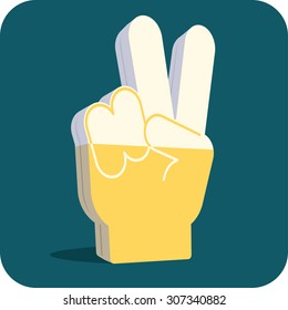 "Two beers, please" foam hand. Funny item for a bar, pub or party.