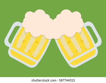 two beers toasting icon image vector illustration design 