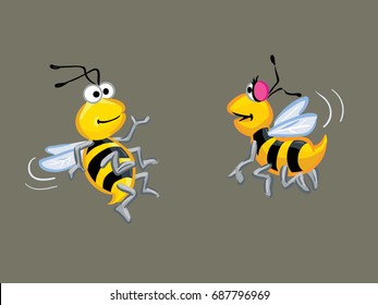 Two bees flying 
