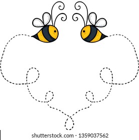 Two bees flying create a heart
