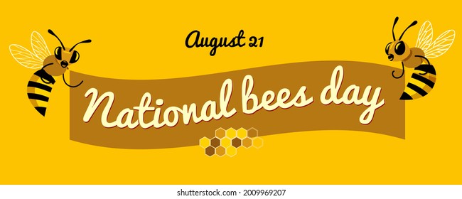 zwei Bienen halten ein langes Plakat mit der Aufschrift - nationale Bienentage.