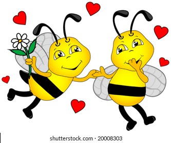 Two Bees Love Hearts Stock Vector (Royalty Free) 20008303 | Shutterstock