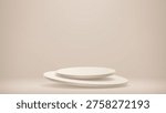 Two beige levitating podiums for product presentation