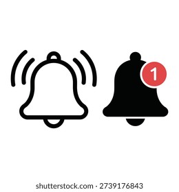 Two bell icons one with notification badge representing alerts