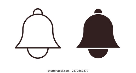 Two bell icons: one outline, one filled. Simple, clean design, isolated on white.