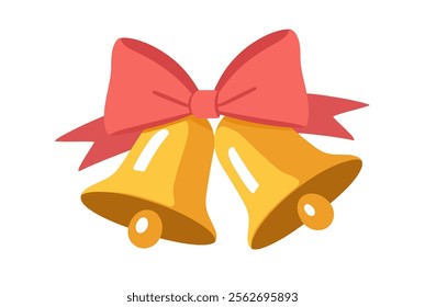 Two bells with a red bow - Christmas and wedding symbol.