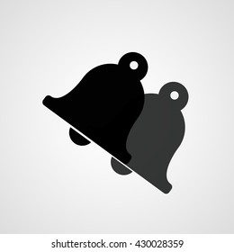 Two bells vector icon. Black and gray bell symbol isolated.