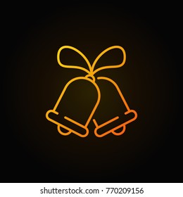 Two bells vector yellow line icon or design element on dark background