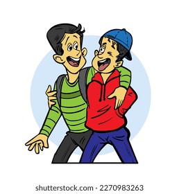 Two best friends, Adult guys, men, Friendship vector concept