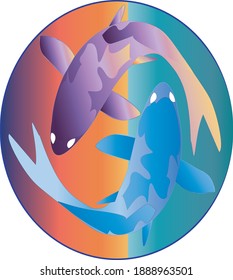 Two of the best graphic fish that elegantly color the sunset and an ocean