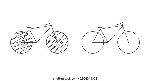 Icono de dos bicicletas en negro de estilo minimalista. Símbolos vectoriales para logos, medios sociales, sitios web, diseño gráfico sobre fondo blanco aislado.