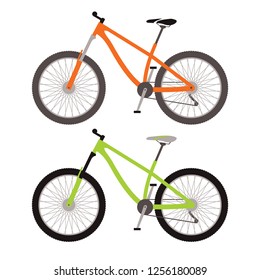 two bicycle orange and green color vector illustration isolated
