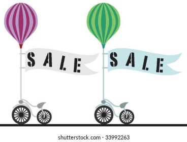 two bicycle with the sale balloon
