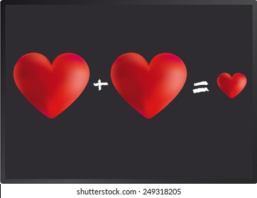 Two big 3D Hearts and a little Heart in red Color. Vector Hearts in red Color for Valentine's Day 
Illustration for book cover, brochure, flyer, magazine, CD cover design, website, app, annual report
