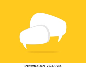 two big chat speech bubbles  isolated on yellow background. Vector flat icon. Dialog, forum, message symbol. Conclusion, communication, education picture. Tint, hint, quote, citation. Help window.