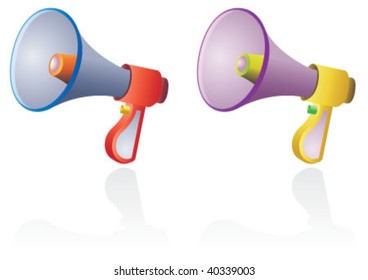 Two big megaphone red and yellow