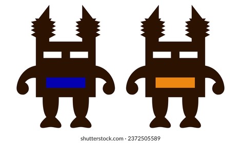 Two big monsters are ready to fight. Heavy person with heavy character. Combat robot eps format.