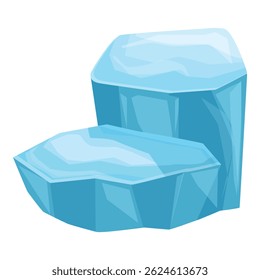 Dois grandes pedaços de gelo formando um iceberg, flutuando na água, inverno estação natureza tema