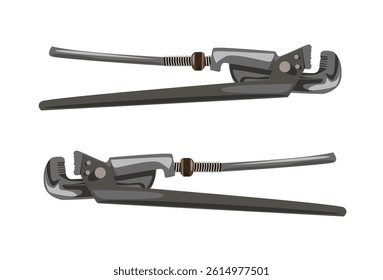 Two big plumbing pipe wrench on a white background