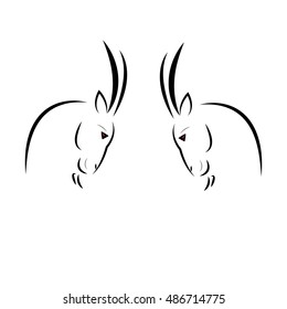 two billy goats - vector illustrator