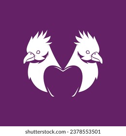 TWO BIRD APPLE LOGO VECTOR IN WHITE WITH PURPLE BACKGROUND