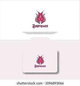 Two bird flower logo vector