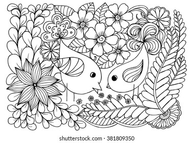 Two bird in garden 