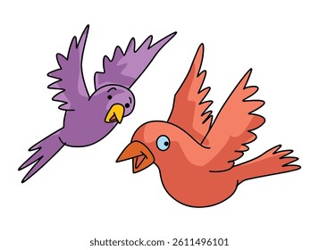 Two bird isolated on a white background
