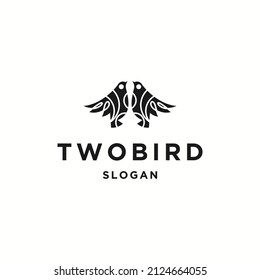 Two bird logo icon flat design template