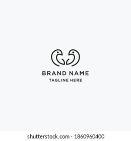 two bird logo  line art vector design template  download