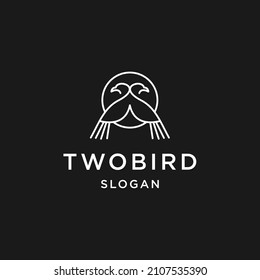 Two Bird logo line art icon in black backround