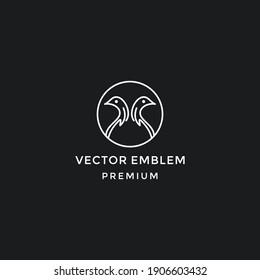 Two bird logo template - line art logo design vector  in black backround